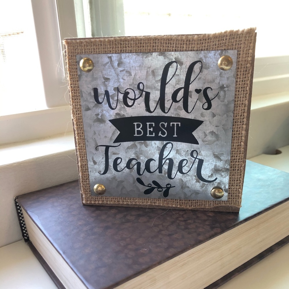 Worlds Best Teacher block wall/desk decor